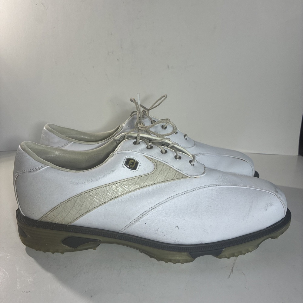 Footjoy Dryjoys Tour Size 12w White Leather Golf Shoes